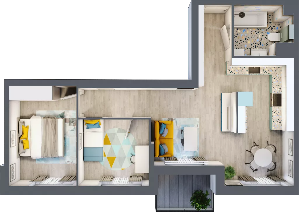 3 pokoje, mieszkanie 57,78 m², piętro 1, oferta nr A-21, Rezydencja Jarzębinowa II, Nowy Dwór Mazowiecki, Kępa Nowodworska, ul. Jarzębinowa 2