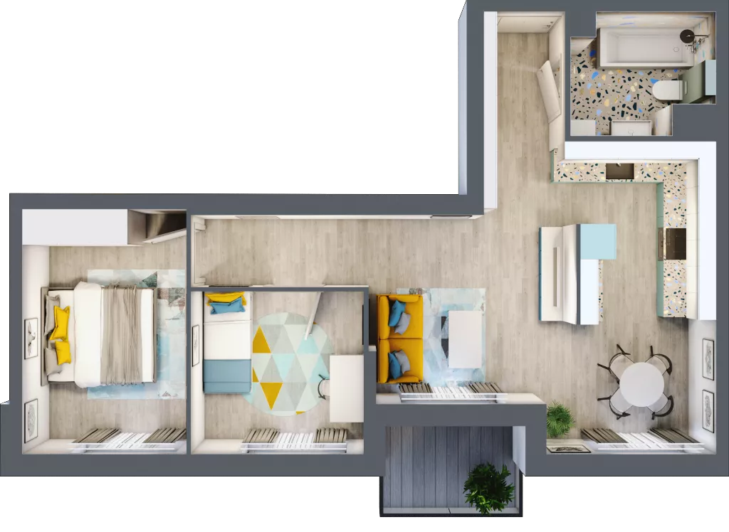 3 pokoje, mieszkanie 57,80 m², piętro 1, oferta nr B-21, Rezydencja Jarzębinowa II, Nowy Dwór Mazowiecki, Kępa Nowodworska, ul. Jarzębinowa 2