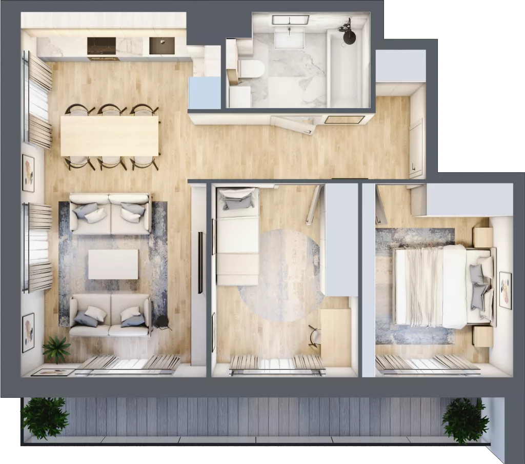 3 pokoje, mieszkanie 58,01 m², piętro 5, oferta nr B32, Osiedle Pogodne bud. A, B, Nowy Dwór Mazowiecki, Nowodworzanka, ul. Pogodna / Leśna / Dębowa