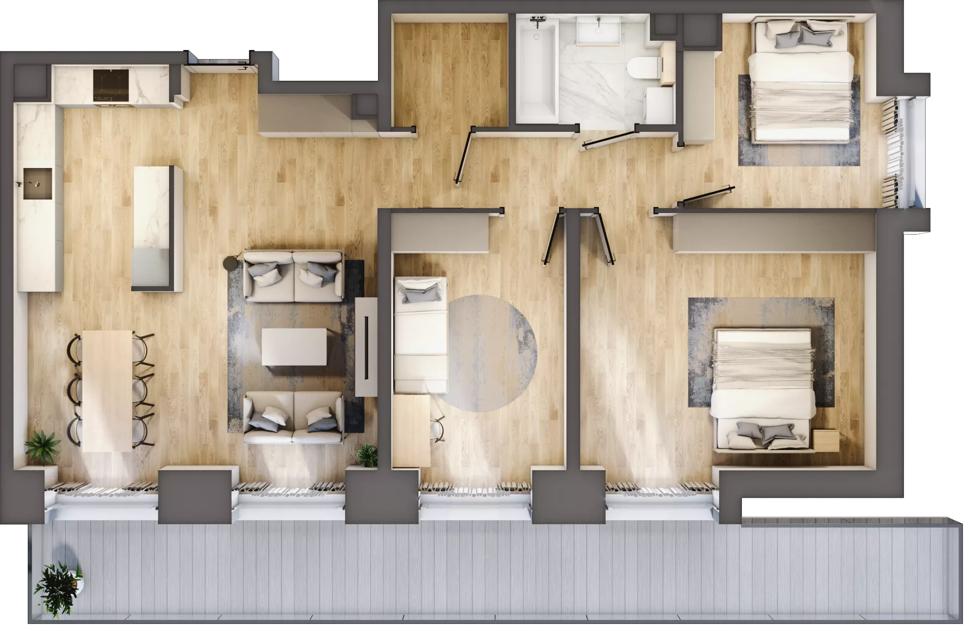 4 pokoje, mieszkanie 90,15 m², piętro 3, oferta nr WP-33, Warzelnicza Park, Warszawa, Białołęka, Brzeziny, ul. Warzelnicza