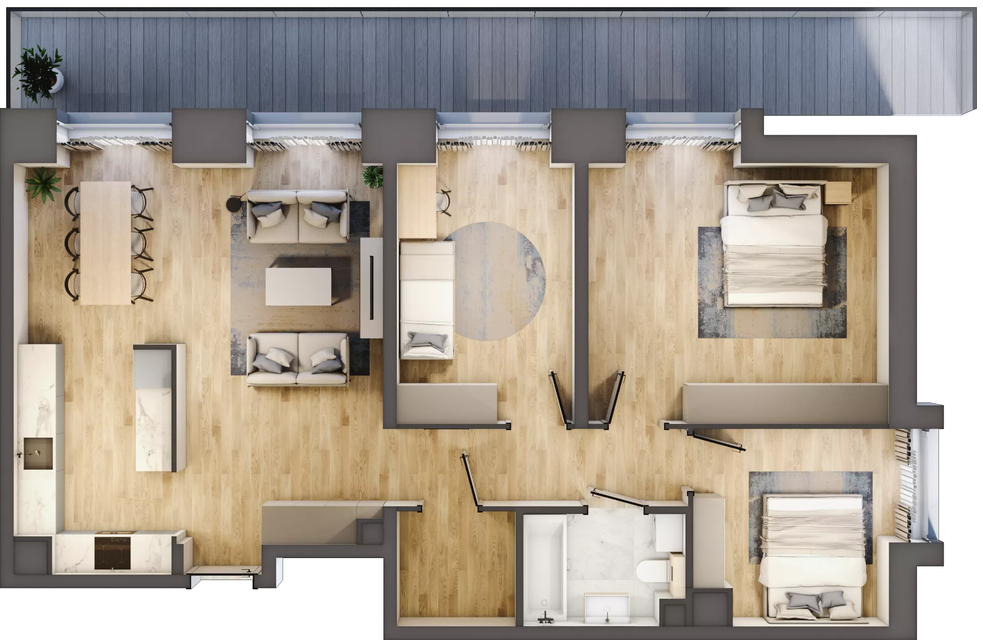 4 pokoje, mieszkanie 90,15 m², piętro 3, oferta nr WP-32, Warzelnicza Park, Warszawa, Białołęka, Brzeziny, ul. Warzelnicza