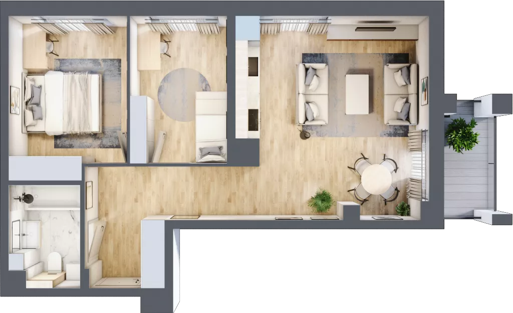 3 pokoje, mieszkanie 55,97 m², piętro 1, oferta nr WP-12, Warzelnicza Park, Warszawa, Białołęka, Brzeziny, ul. Warzelnicza