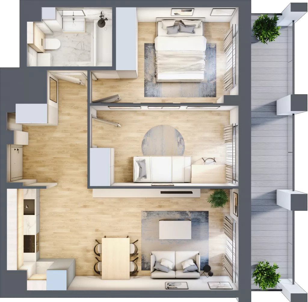 3 pokoje, mieszkanie 53,68 m², piętro 1, oferta nr WP-13, Warzelnicza Park, Warszawa, Białołęka, Brzeziny, ul. Warzelnicza