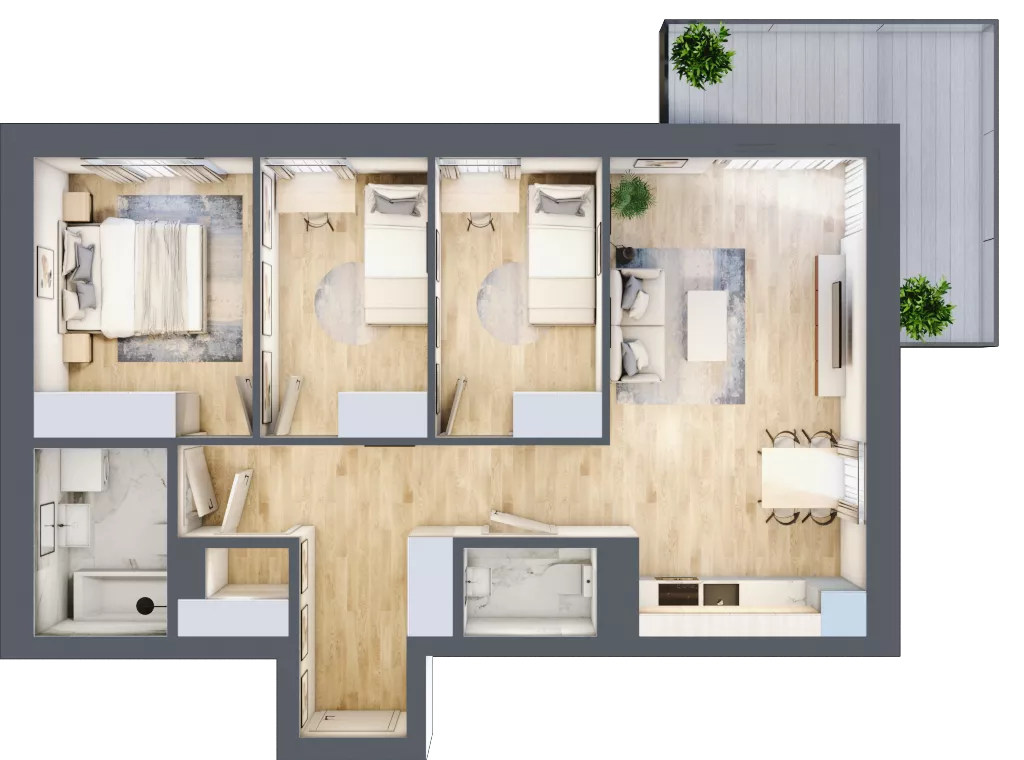4 pokoje, mieszkanie 68,26 m², piętro 3, oferta nr 11, Choiny 3 Budynek B3, Lublin, Czechów Północny, ul. Choiny 3