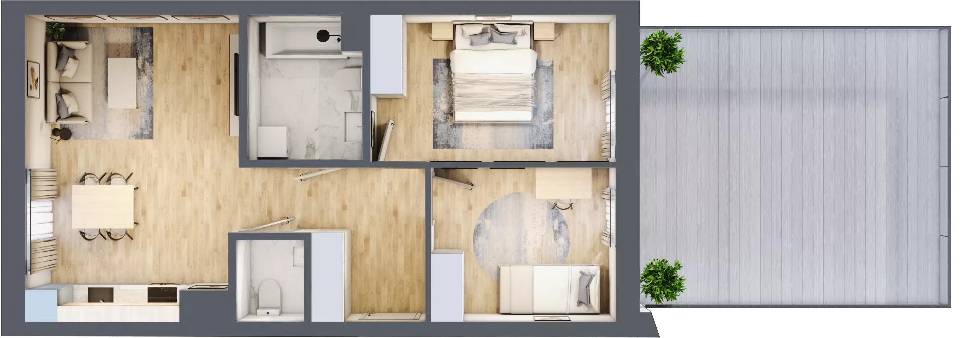 3 pokoje, mieszkanie 60,84 m², piętro 1, oferta nr 31, Choiny 3 Budynek B3, Lublin, Czechów Północny, ul. Choiny 3