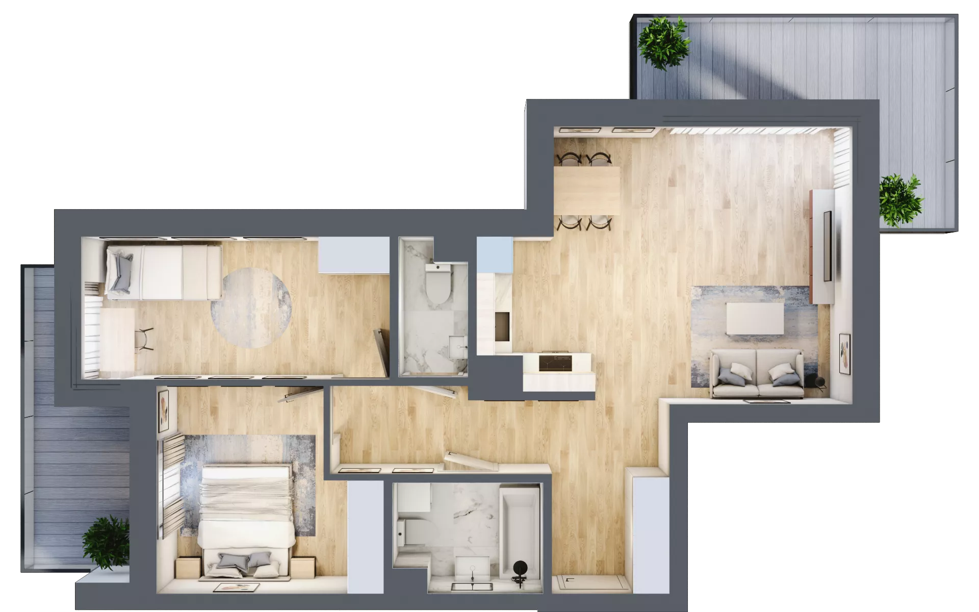 3 pokoje, mieszkanie 67,15 m², piętro 2, oferta nr 59, Choiny 3 Budynek B3, Lublin, Czechów Północny, ul. Choiny 3