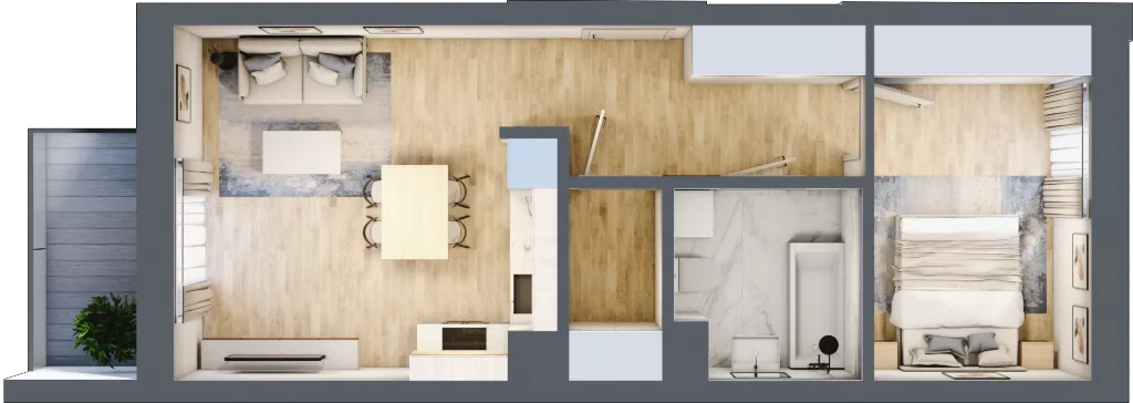 2 pokoje, mieszkanie 44,89 m², piętro 3, oferta nr 60, Choiny 3 Budynek B3, Lublin, Czechów Północny, ul. Choiny 3