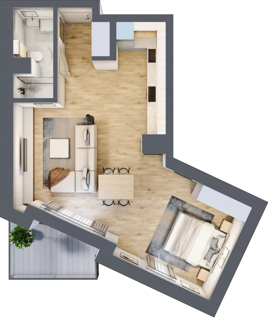 1 pokój, mieszkanie 47,56 m², parter, oferta nr A.02, Dolna Górna Wilda, Poznań, Wilda, Wilda, ul. Górna Wilda