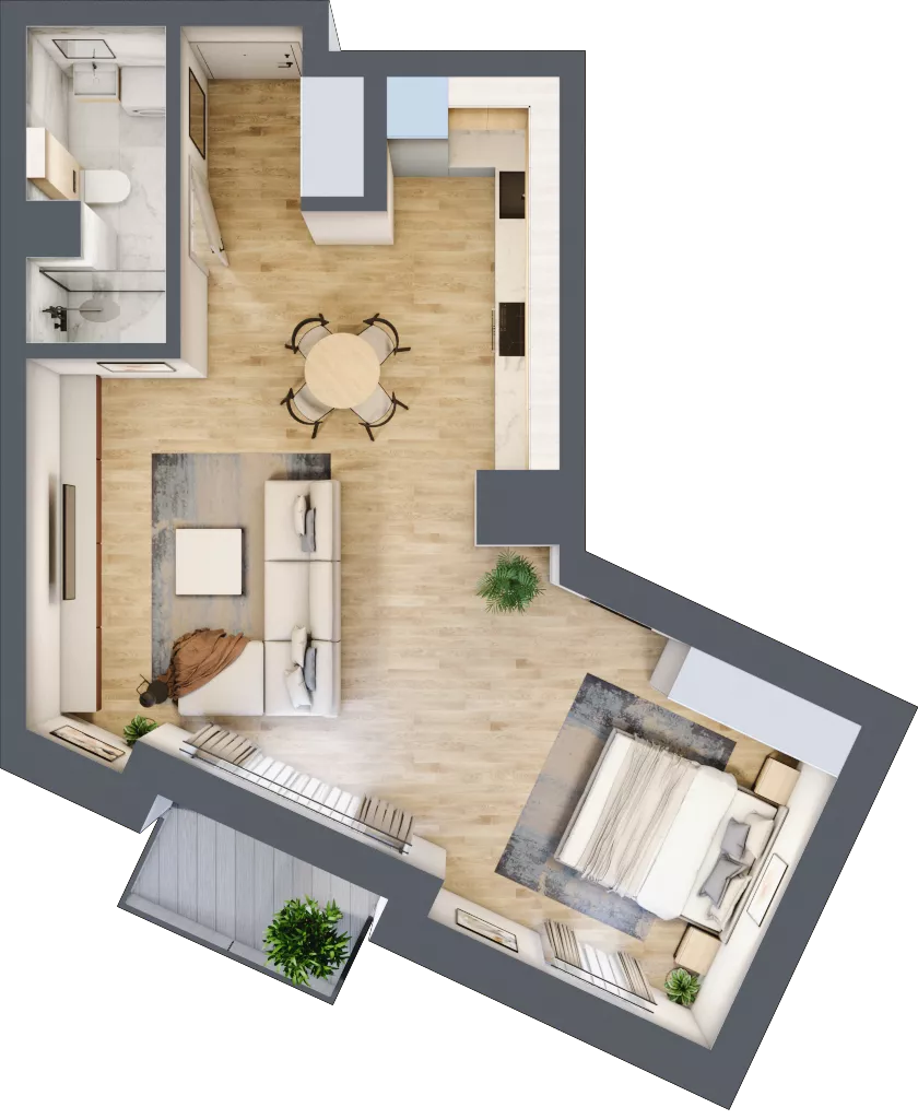 1 pokój, mieszkanie 47,02 m², piętro 1, oferta nr A.12, Dolna Górna Wilda, Poznań, Wilda, Wilda, ul. Górna Wilda