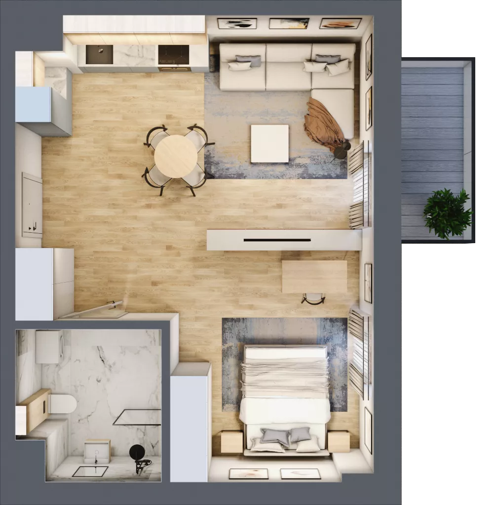 1 pokój, mieszkanie 46,37 m², parter, oferta nr B.01, Dolna Górna Wilda, Poznań, Wilda, Wilda, ul. Górna Wilda
