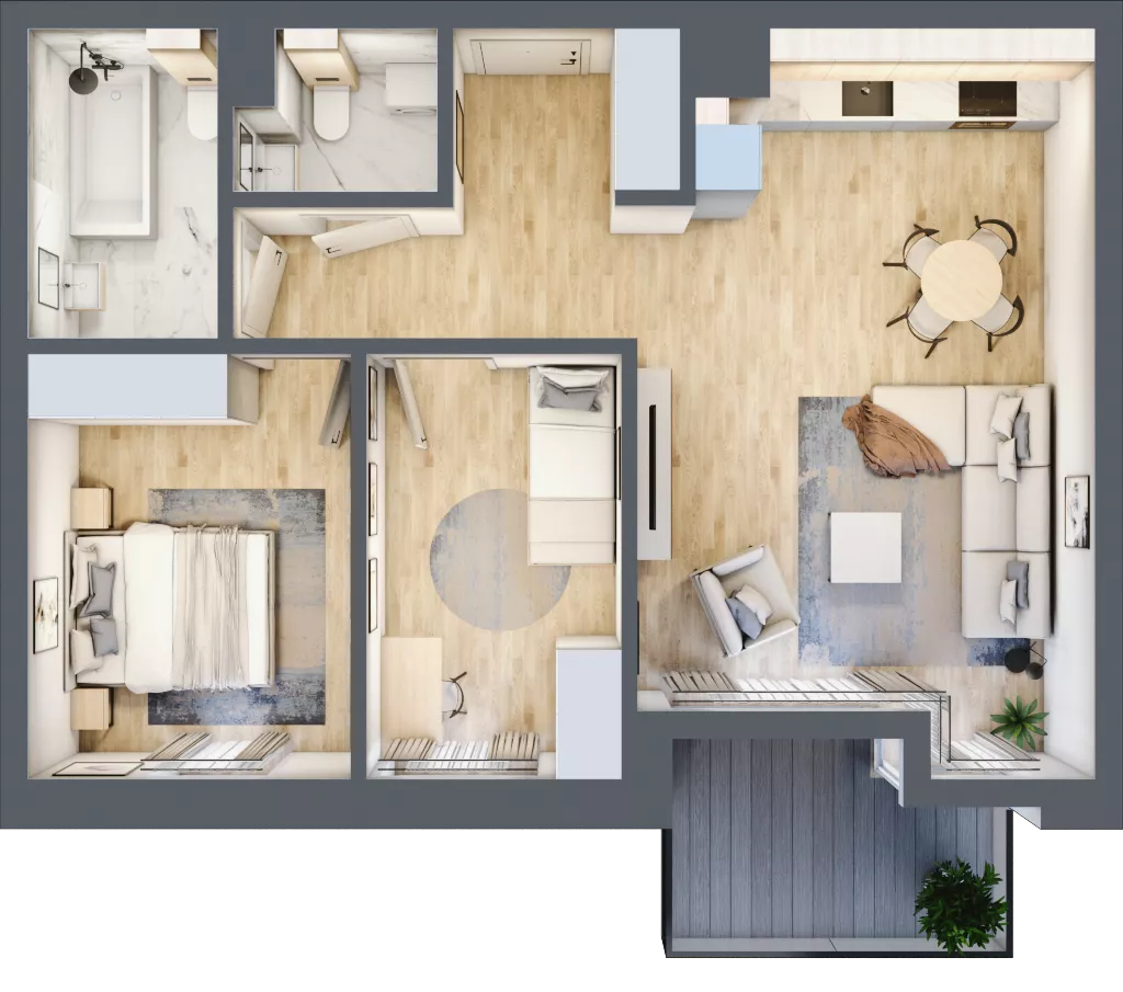 3 pokoje, mieszkanie 61,67 m², parter, oferta nr B.05, Dolna Górna Wilda, Poznań, Wilda, Wilda, ul. Górna Wilda