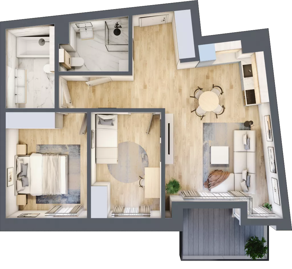 3 pokoje, mieszkanie 63,61 m², piętro 1, oferta nr B.16, Dolna Górna Wilda, Poznań, Wilda, Wilda, ul. Górna Wilda