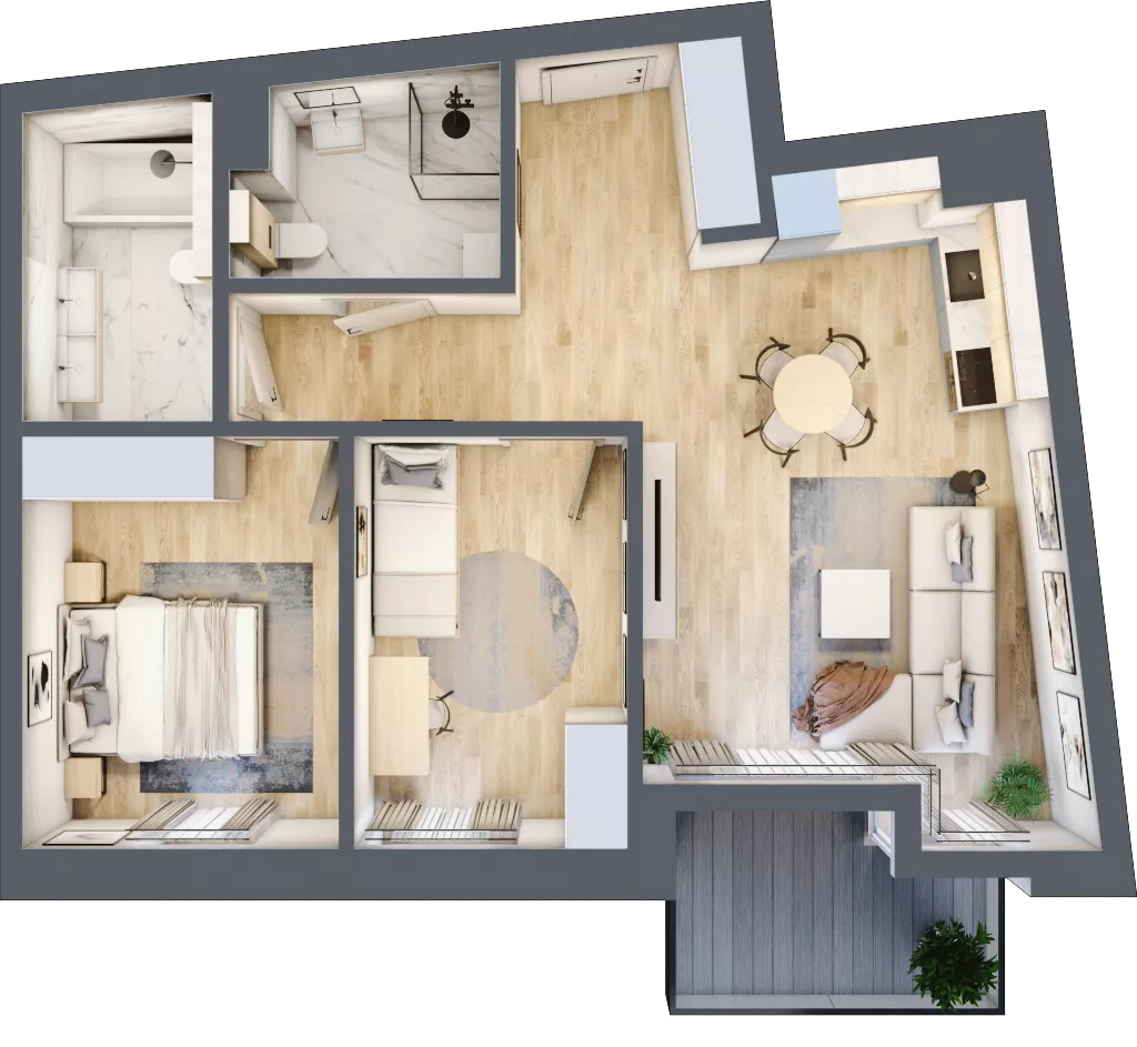 3 pokoje, mieszkanie 63,93 m², piętro 2, oferta nr B.26, Dolna Górna Wilda, Poznań, Wilda, Wilda, ul. Górna Wilda