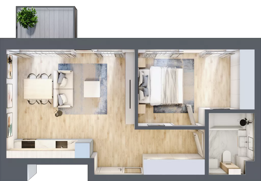 2 pokoje, mieszkanie 44,85 m², piętro 5, oferta nr C.51, Dolna Górna Wilda, Poznań, Wilda, Wilda, ul. Górna Wilda
