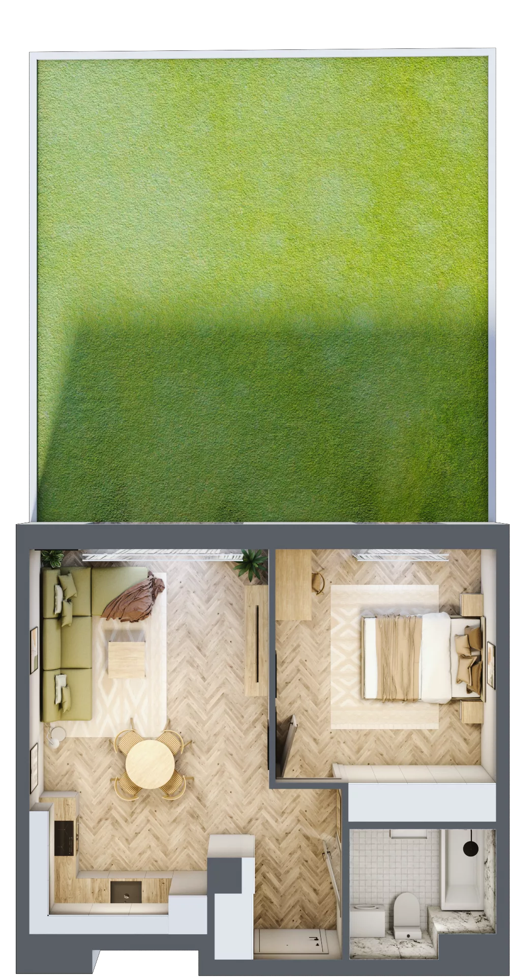 2 pokoje, mieszkanie 43,45 m², parter, oferta nr M.A06, 3 Wymiary Bronowice, Kraków, Prądnik Biały, Bronowice Wielkie, ul. Stelmachów