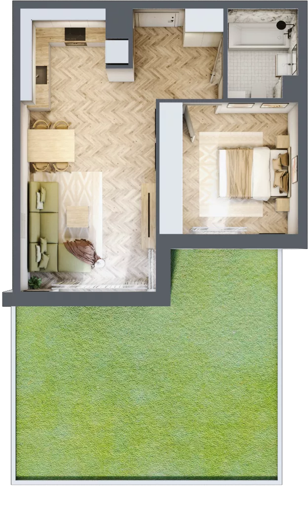 2 pokoje, mieszkanie 46,27 m², parter, oferta nr M.A11, 3 Wymiary Bronowice, Kraków, Prądnik Biały, Bronowice Wielkie, ul. Stelmachów