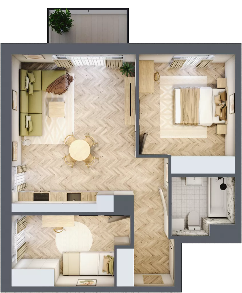3 pokoje, mieszkanie 57,69 m², piętro 1, oferta nr M.A20, 3 Wymiary Bronowice, Kraków, Prądnik Biały, Bronowice Wielkie, ul. Stelmachów