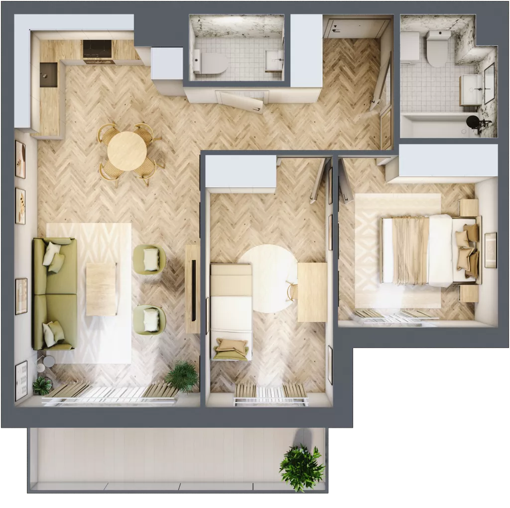3 pokoje, mieszkanie 59,85 m², piętro 2, oferta nr M.A23, 3 Wymiary Bronowice, Kraków, Prądnik Biały, Bronowice Wielkie, ul. Stelmachów