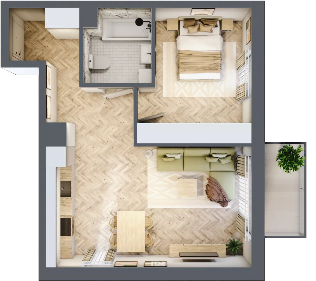 2 pokoje, mieszkanie 46,43 m², piętro 2, oferta nr M.A25, 3 Wymiary Bronowice, Kraków, Prądnik Biały, Bronowice Wielkie, ul. Stelmachów