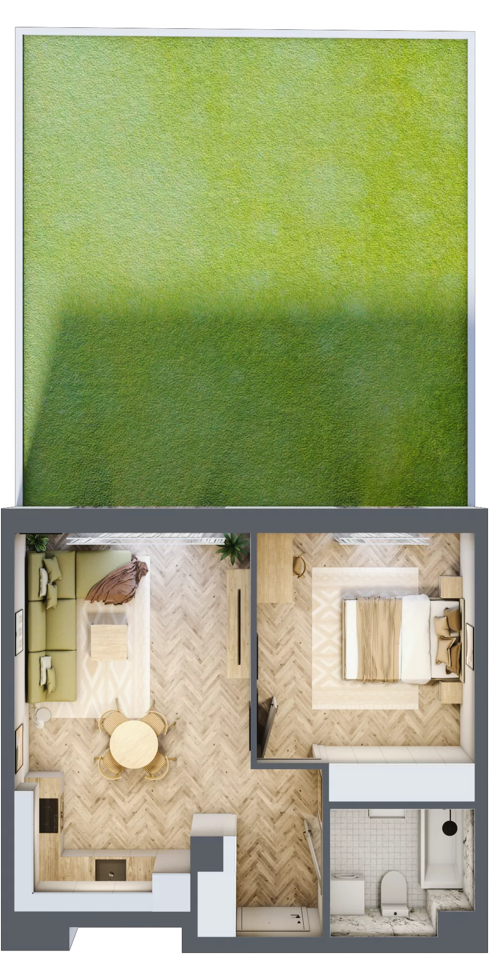 2 pokoje, mieszkanie 43,58 m², parter, oferta nr M.B07, 3 Wymiary Bronowice, Kraków, Prądnik Biały, Bronowice Wielkie, ul. Stelmachów