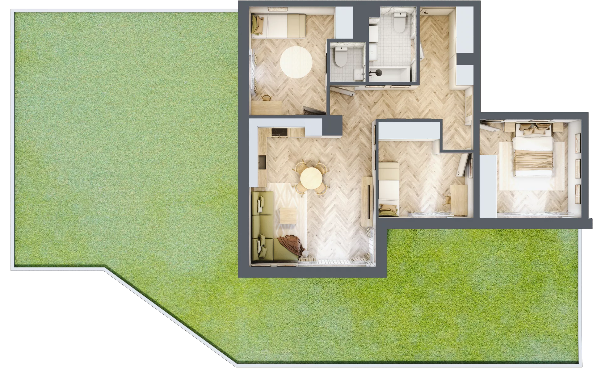 4 pokoje, mieszkanie 74,22 m², parter, oferta nr M.B10, 3 Wymiary Bronowice, Kraków, Prądnik Biały, Bronowice Wielkie, ul. Stelmachów