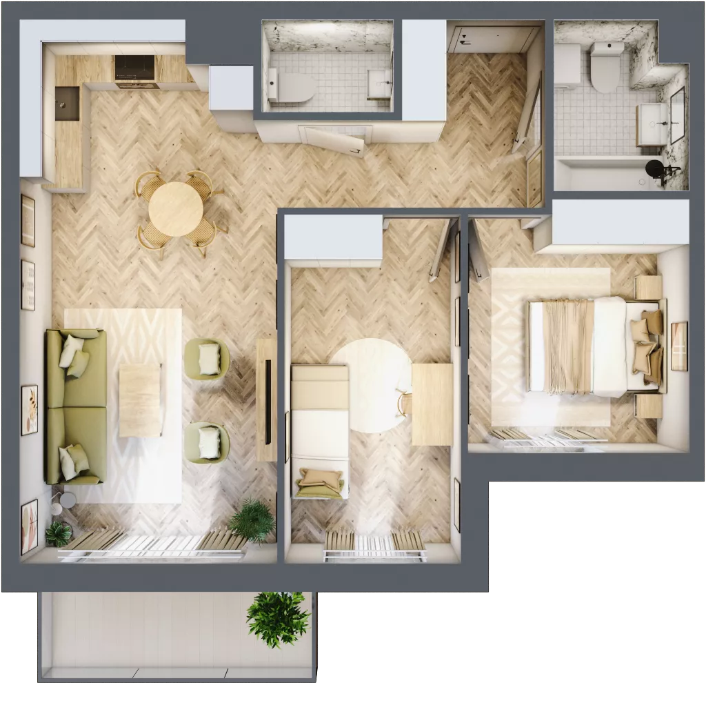 3 pokoje, mieszkanie 59,85 m², piętro 1, oferta nr M.B11, 3 Wymiary Bronowice, Kraków, Prądnik Biały, Bronowice Wielkie, ul. Stelmachów