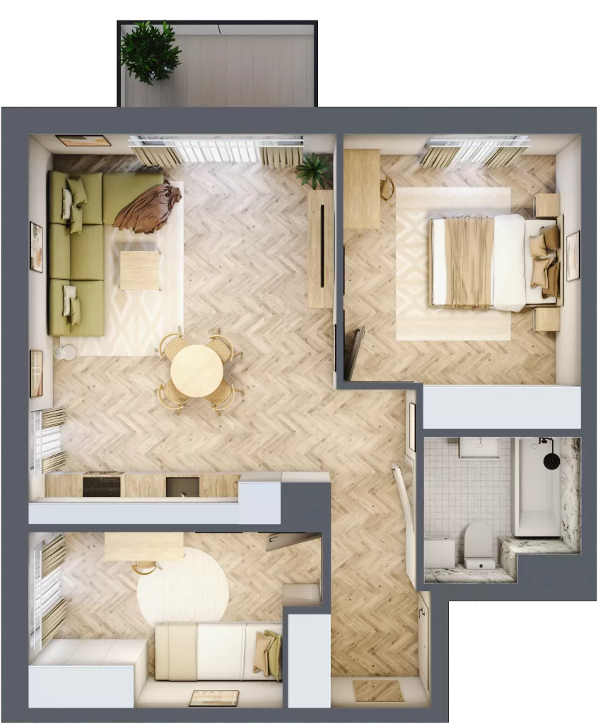 3 pokoje, mieszkanie 57,69 m², piętro 1, oferta nr M.B19, 3 Wymiary Bronowice, Kraków, Prądnik Biały, Bronowice Wielkie, ul. Stelmachów