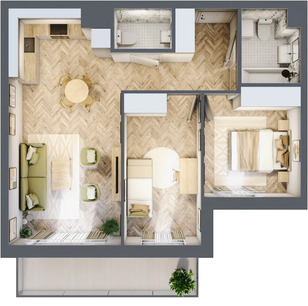 3 pokoje, mieszkanie 59,85 m², piętro 2, oferta nr M.B22, 3 Wymiary Bronowice, Kraków, Prądnik Biały, Bronowice Wielkie, ul. Stelmachów