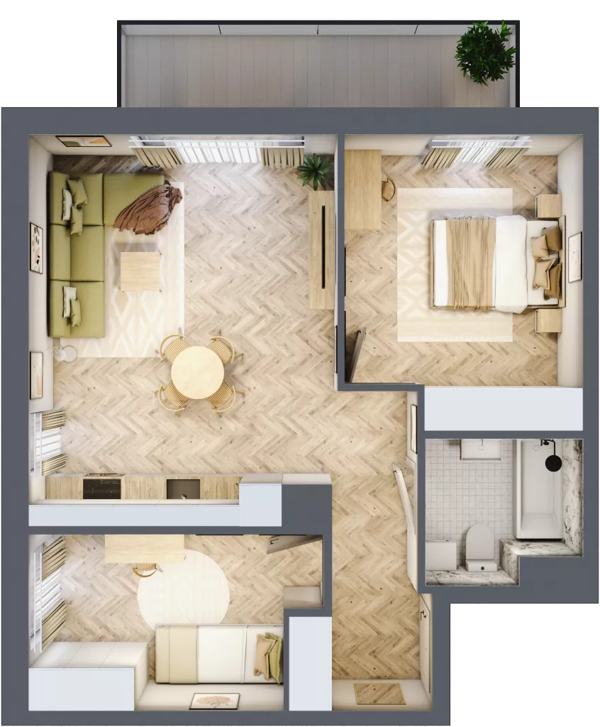 3 pokoje, mieszkanie 57,69 m², piętro 2, oferta nr M.B30, 3 Wymiary Bronowice, Kraków, Prądnik Biały, Bronowice Wielkie, ul. Stelmachów