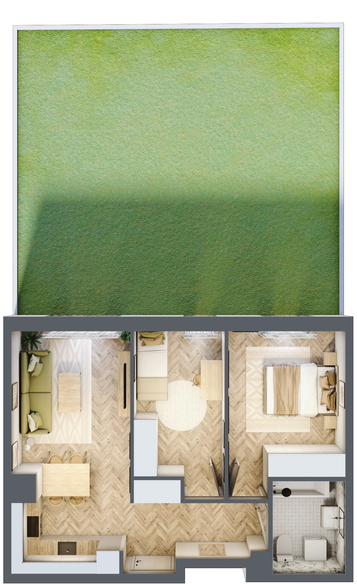 3 pokoje, mieszkanie 52,91 m², parter, oferta nr M.C04, 3 Wymiary Bronowice, Kraków, Prądnik Biały, Bronowice Wielkie, ul. Stelmachów