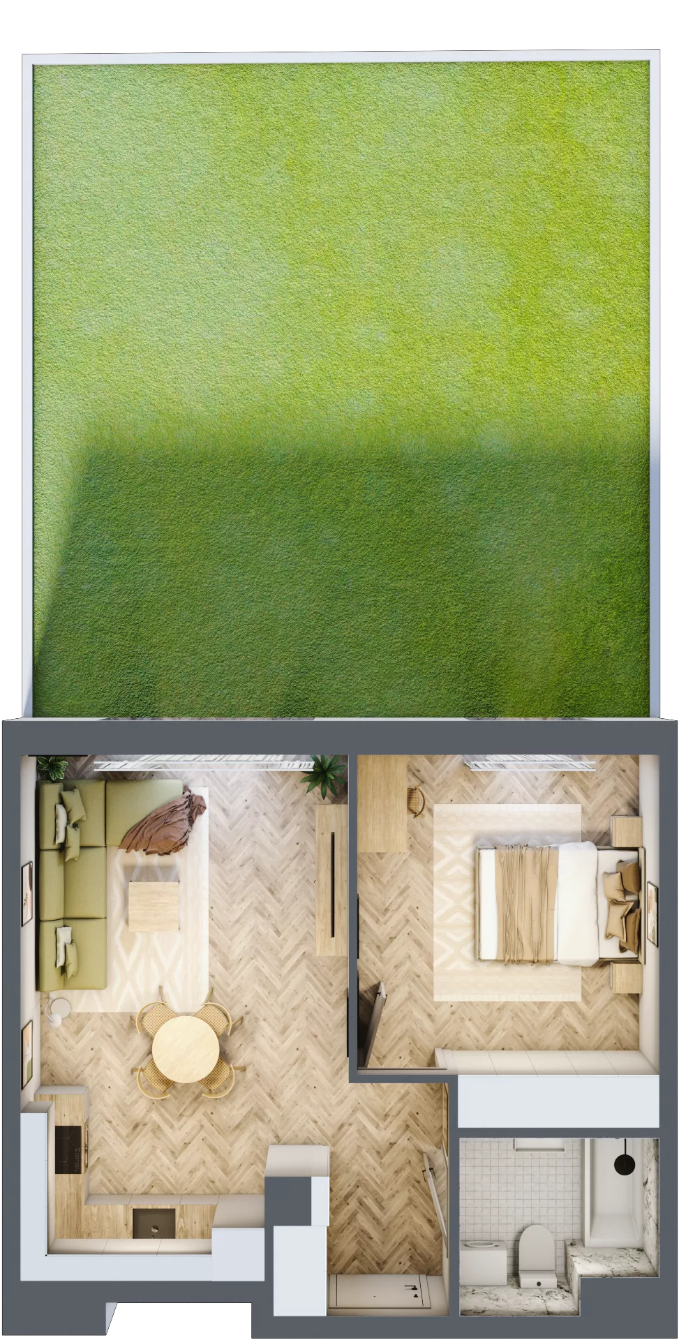 2 pokoje, mieszkanie 43,41 m², parter, oferta nr M.C05, 3 Wymiary Bronowice, Kraków, Prądnik Biały, Bronowice Wielkie, ul. Stelmachów