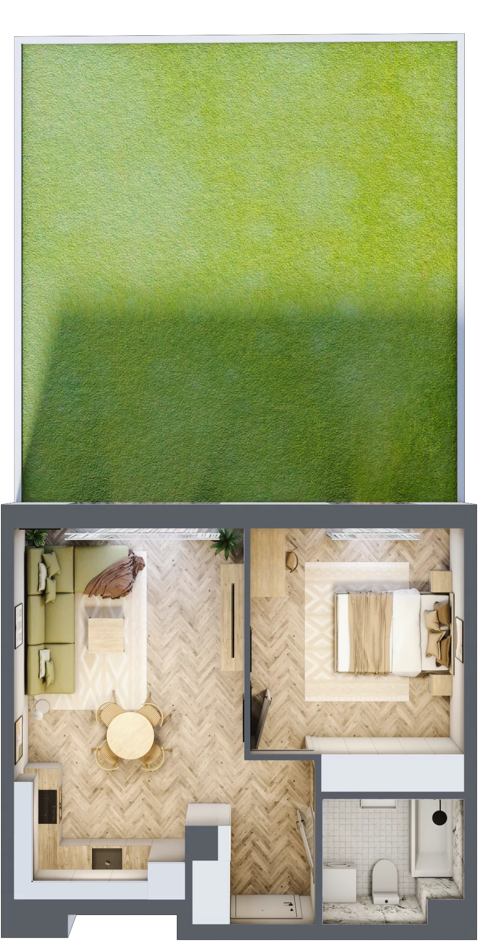 2 pokoje, mieszkanie 43,58 m², parter, oferta nr M.C06, 3 Wymiary Bronowice, Kraków, Prądnik Biały, Bronowice Wielkie, ul. Stelmachów