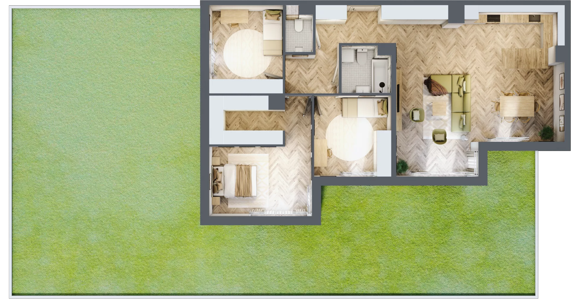 4 pokoje, mieszkanie 109,61 m², parter, oferta nr M.C09, 3 Wymiary Bronowice, Kraków, Prądnik Biały, Bronowice Wielkie, ul. Stelmachów