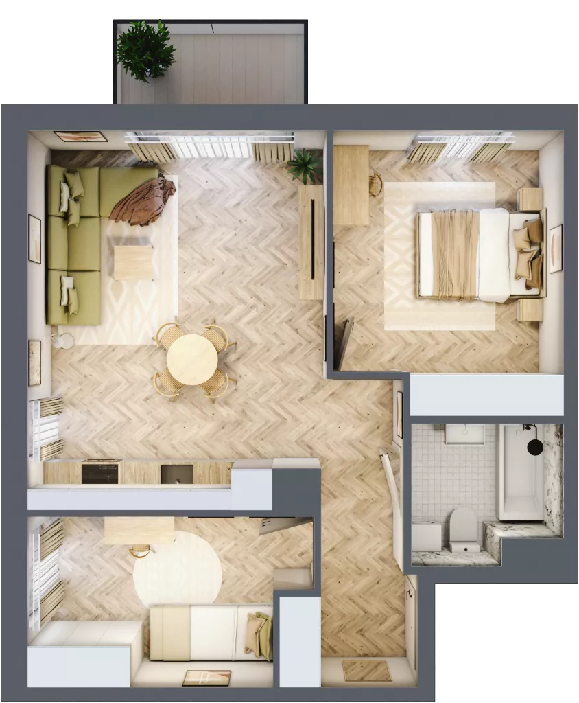 3 pokoje, mieszkanie 57,69 m², piętro 1, oferta nr M.C18, 3 Wymiary Bronowice, Kraków, Prądnik Biały, Bronowice Wielkie, ul. Stelmachów