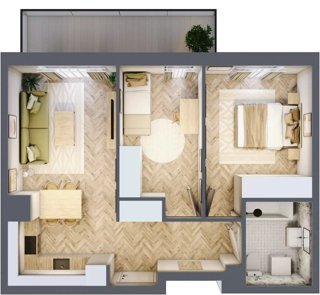 3 pokoje, mieszkanie 52,91 m², piętro 3, oferta nr M.C34, 3 Wymiary Bronowice, Kraków, Prądnik Biały, Bronowice Wielkie, ul. Stelmachów