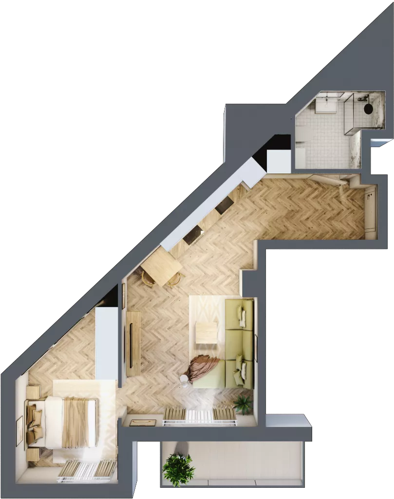2 pokoje, mieszkanie 41,49 m², piętro 3, oferta nr M.C36, 3 Wymiary Bronowice, Kraków, Prądnik Biały, Bronowice Wielkie, ul. Stelmachów