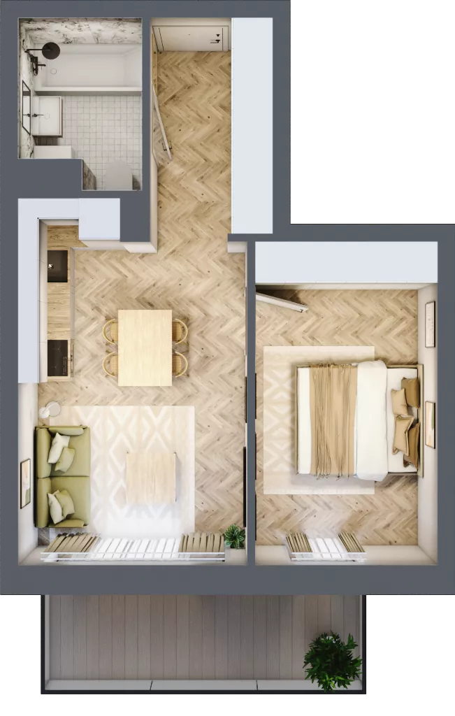 2 pokoje, mieszkanie 39,31 m², piętro 2, oferta nr J.2.05, Wzgórze Hugona, Świętochłowice, ul. Wiśniowa