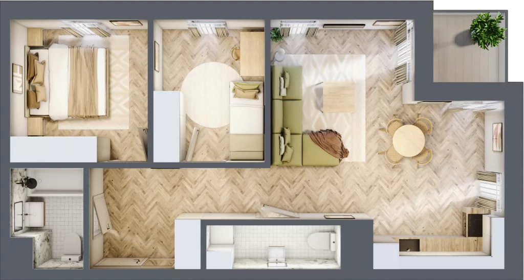 3 pokoje, mieszkanie 59,40 m², piętro 7, oferta nr A.7.03, Karliczka, Katowice, Giszowiec, ul. Karliczka