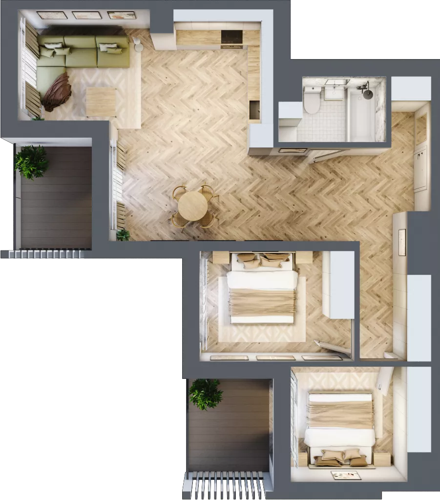 3 pokoje, mieszkanie 70,84 m², piętro 7, oferta nr A.7.08, Karliczka, Katowice, Giszowiec, ul. Karliczka