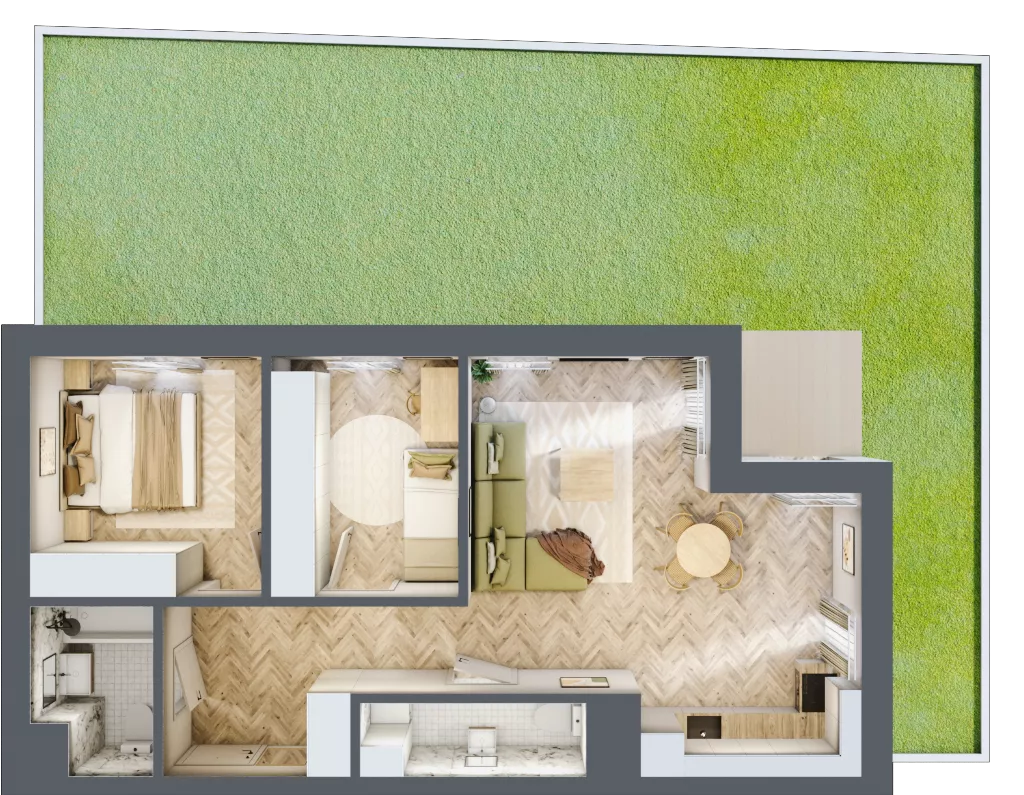 3 pokoje, mieszkanie 59,40 m², parter, oferta nr A.0.01, Karliczka, Katowice, Giszowiec, ul. Karliczka