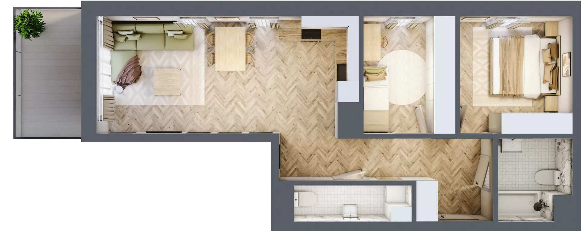 3 pokoje, mieszkanie 61,83 m², piętro 8, oferta nr A.8.02, Karliczka, Katowice, Giszowiec, ul. Karliczka