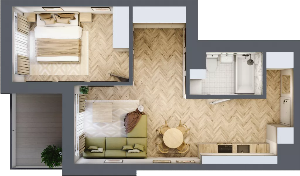 2 pokoje, mieszkanie 44,82 m², piętro 6, oferta nr A.6.09, Karliczka, Katowice, Giszowiec, ul. Karliczka