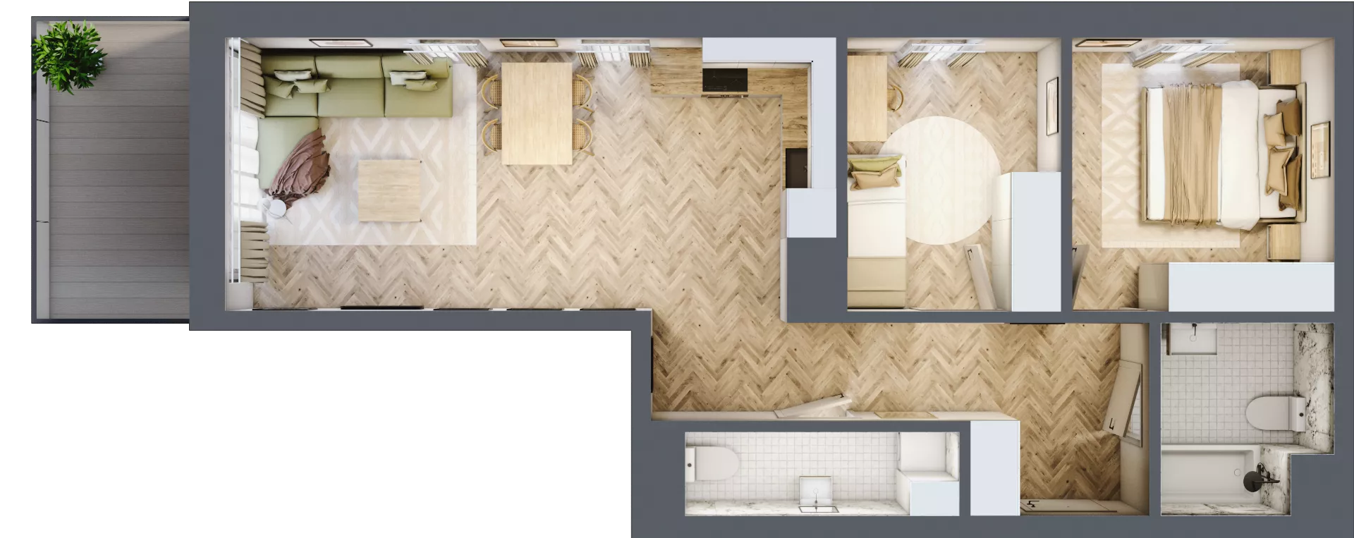 3 pokoje, mieszkanie 61,83 m², piętro 2, oferta nr A.2.02, Karliczka, Katowice, Giszowiec, ul. Karliczka