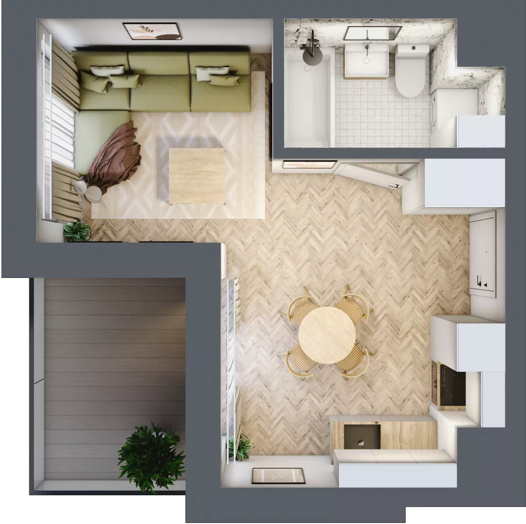 1 pokój, mieszkanie 25,65 m², piętro 2, oferta nr A.2.08, Karliczka, Katowice, Giszowiec, ul. Karliczka