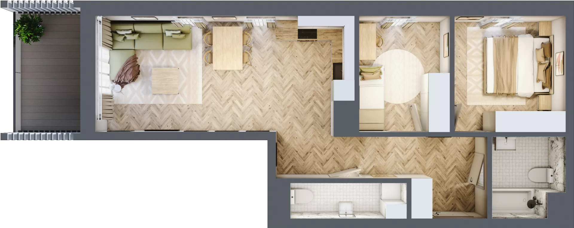3 pokoje, mieszkanie 61,83 m², piętro 3, oferta nr A.3.02, Karliczka, Katowice, Giszowiec, ul. Karliczka