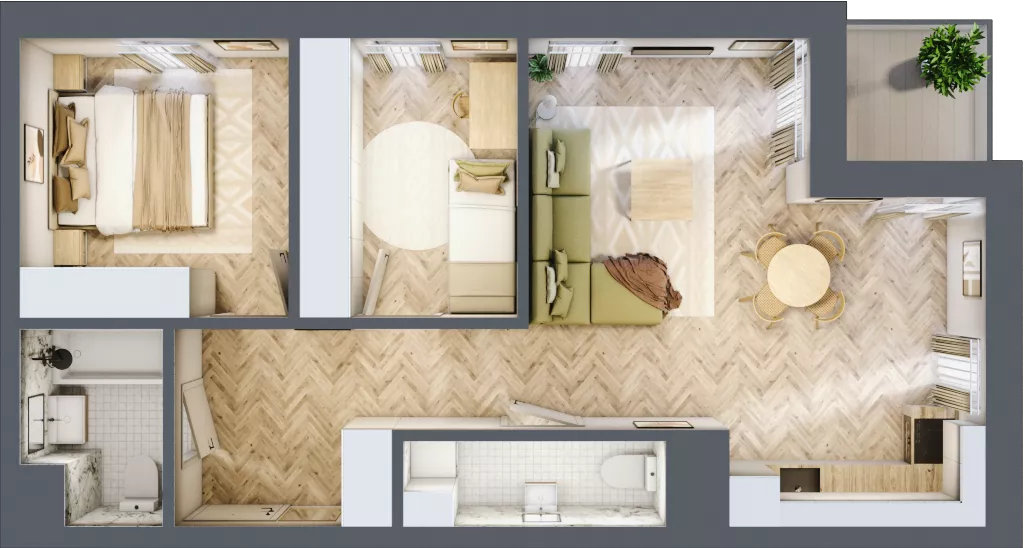 3 pokoje, mieszkanie 59,40 m², piętro 5, oferta nr A.5.03, Karliczka, Katowice, Giszowiec, ul. Karliczka