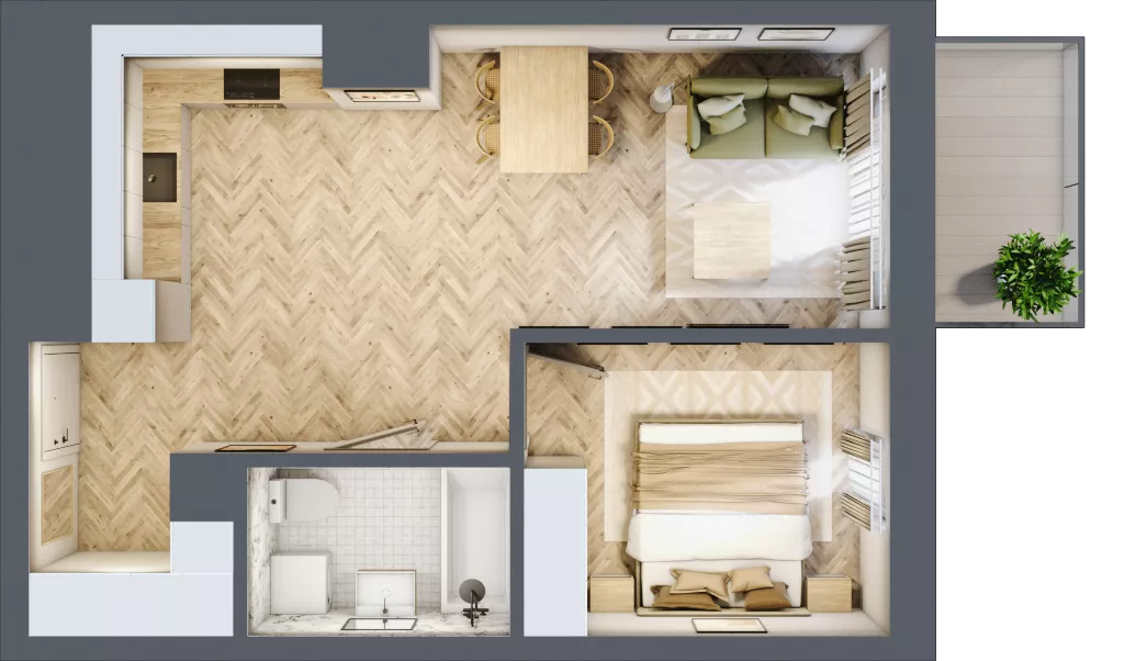 2 pokoje, mieszkanie 43,78 m², piętro 2, oferta nr A.2.06, Karliczka, Katowice, Giszowiec, ul. Karliczka
