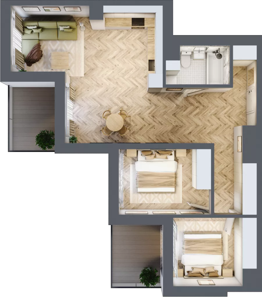 3 pokoje, mieszkanie 70,84 m², piętro 8, oferta nr A.8.08, Karliczka, Katowice, Giszowiec, ul. Karliczka