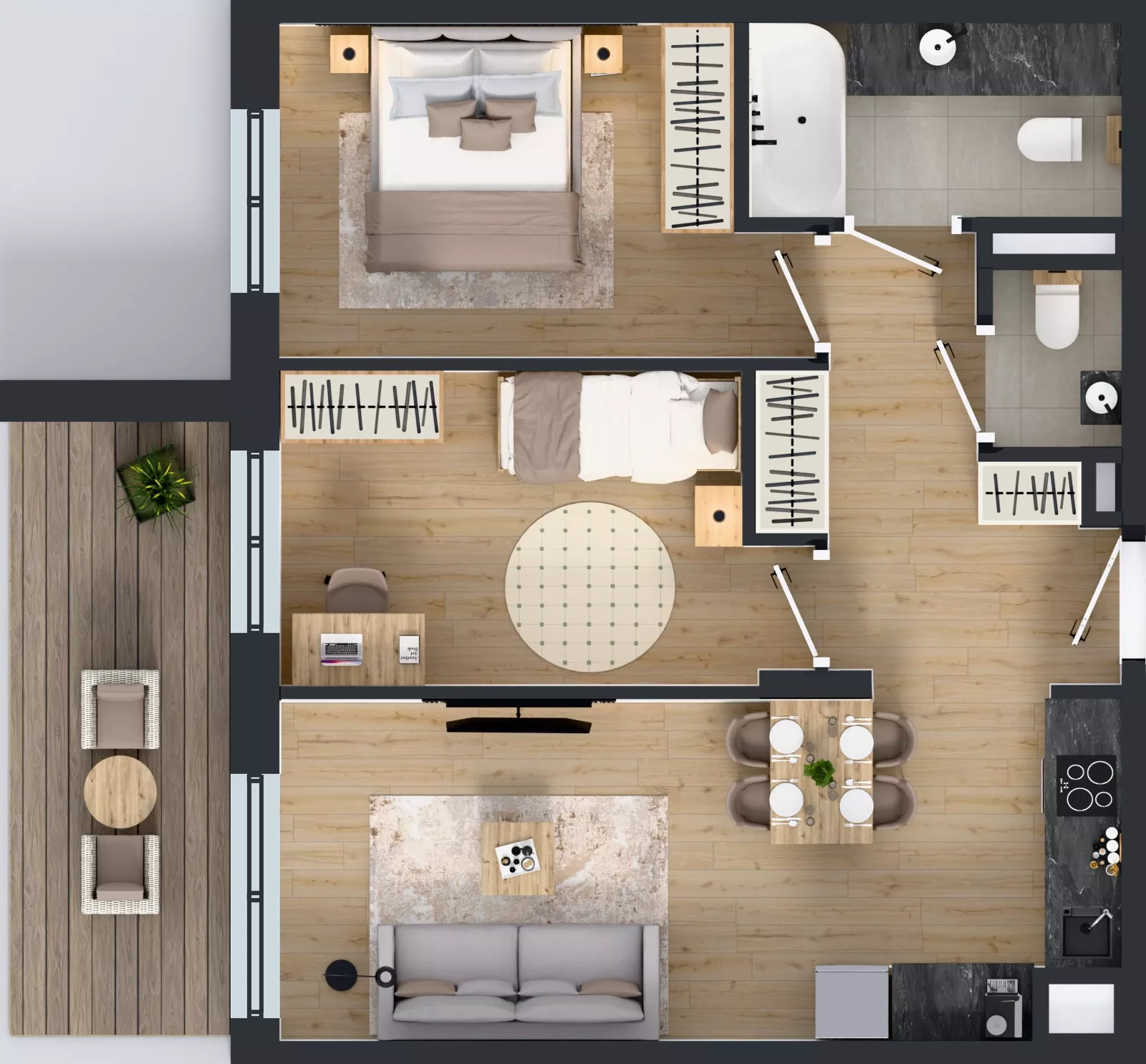 3 pokoje, mieszkanie 54,57 m², piętro 1, oferta nr 123 F/F-15, Ostródzka 123 - Etap III, Warszawa, Białołęka, Brzeziny, ul. Ostródzka 123