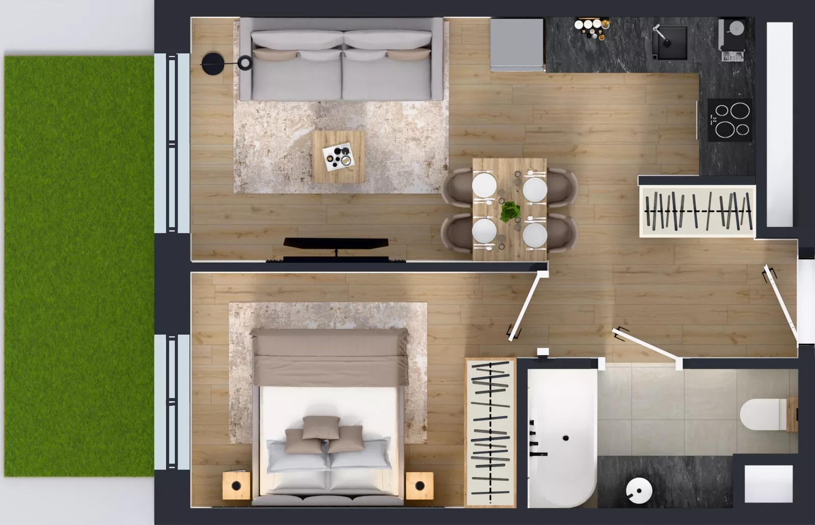 2 pokoje, mieszkanie 35,77 m², parter, oferta nr 123 F/F-42, Ostródzka 123 - Etap III, Warszawa, Białołęka, Brzeziny, ul. Ostródzka 123